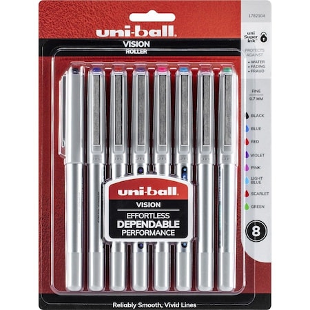 Uni-Ball Rollerball Pen, Nonrefillable, 0.7mm, 8/PK, Assorted PK UBC1782104